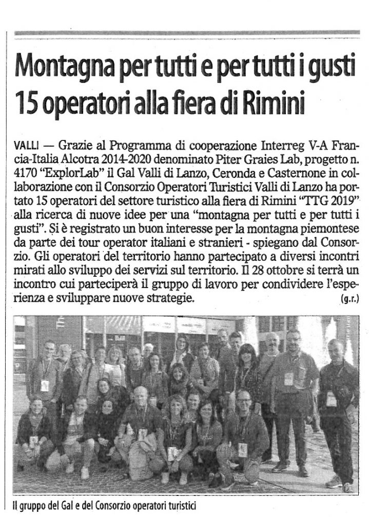 Articolo su Il Risveglio relativo agli operatori turistici alla fiera di Rimini